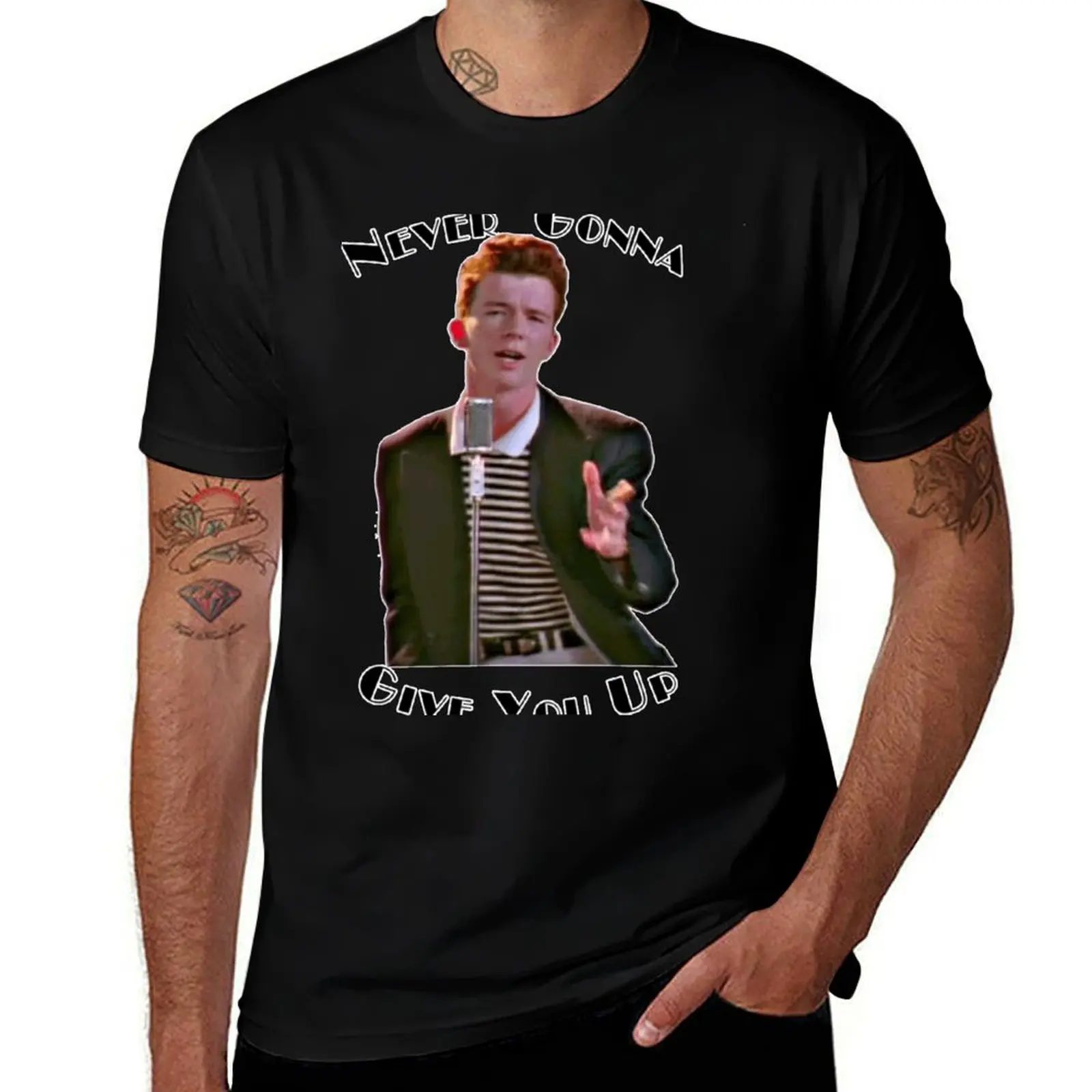 

Never Gonna Give You Up Rickroll Rick Astley T-Shirt boys whites customizeds Short sleeve tee mens graphic t-shirts funny