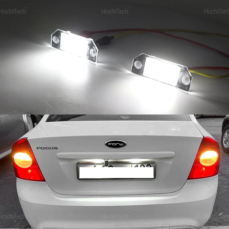 2PCS LED Car License Number Plate Light For Ford Focus 2 MK2 2003-2008 C-MAX Car LED License Number Plate Light Lamp White Light