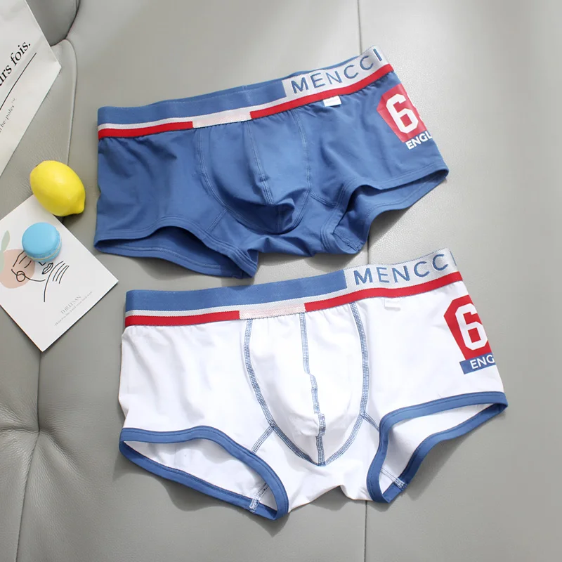 2pcs/lot Men\'s underwear Boxer cotton personality trendy brand sporty style youth comfortable breathable low rise Boxer