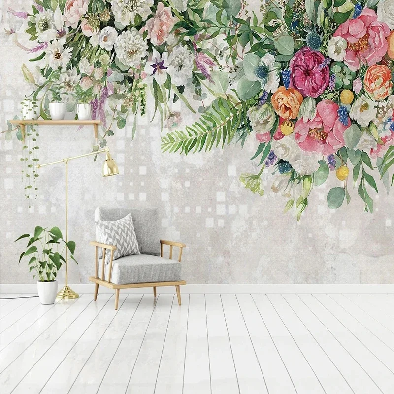 Custom 3D Mural Wallpaper European Flower Pastoral Style Living Room TV Background Wall Papers Papel De Parede 3D Home Decor