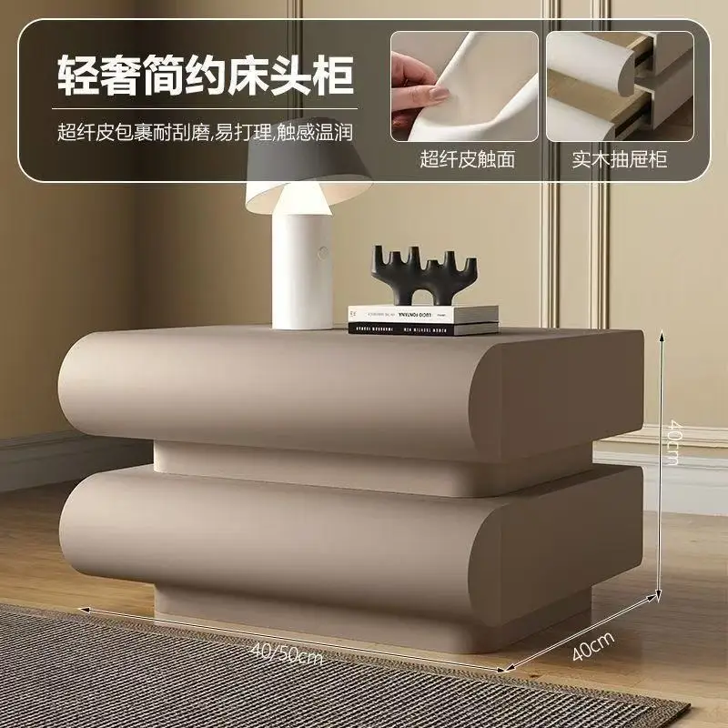 Bedside table two pumping leather bedroom large size solid wood bedside storage