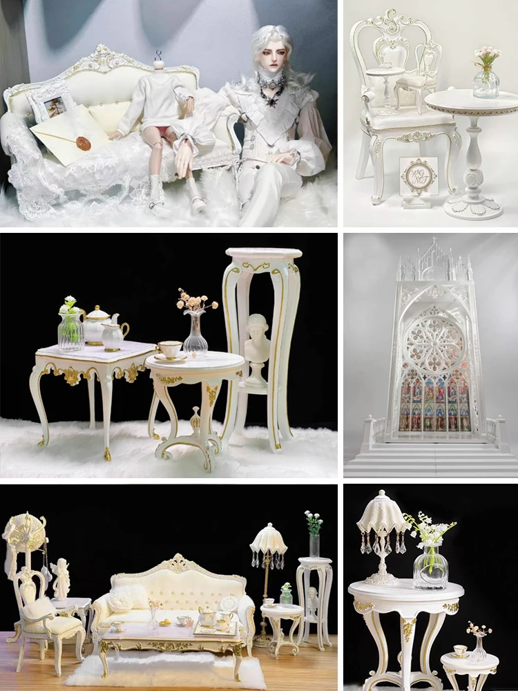 

1：6 BJD Miniature Dollhouse Furniture, European-style Tables, Chairs, Sofas,Swing Chairs, 1：12 Mini Floor Mirrors, Fireplaces