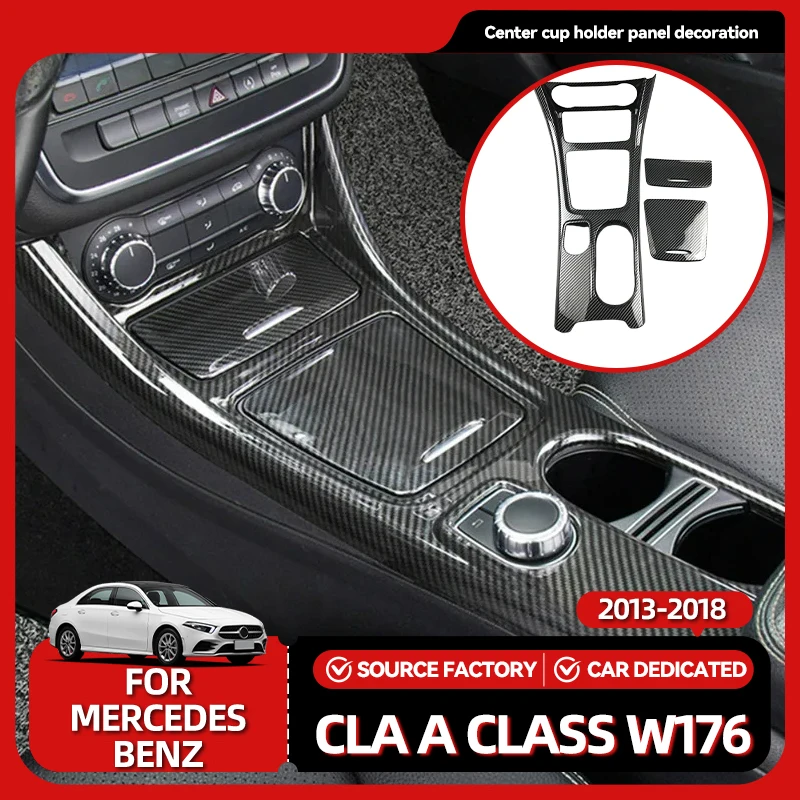 

Внутренние молдинги из углеродного волокна, центральная консоль автомобиля, держатель для чашки с водой, украшение панели, ABS для Mercedes Benz GLA CLA A Class