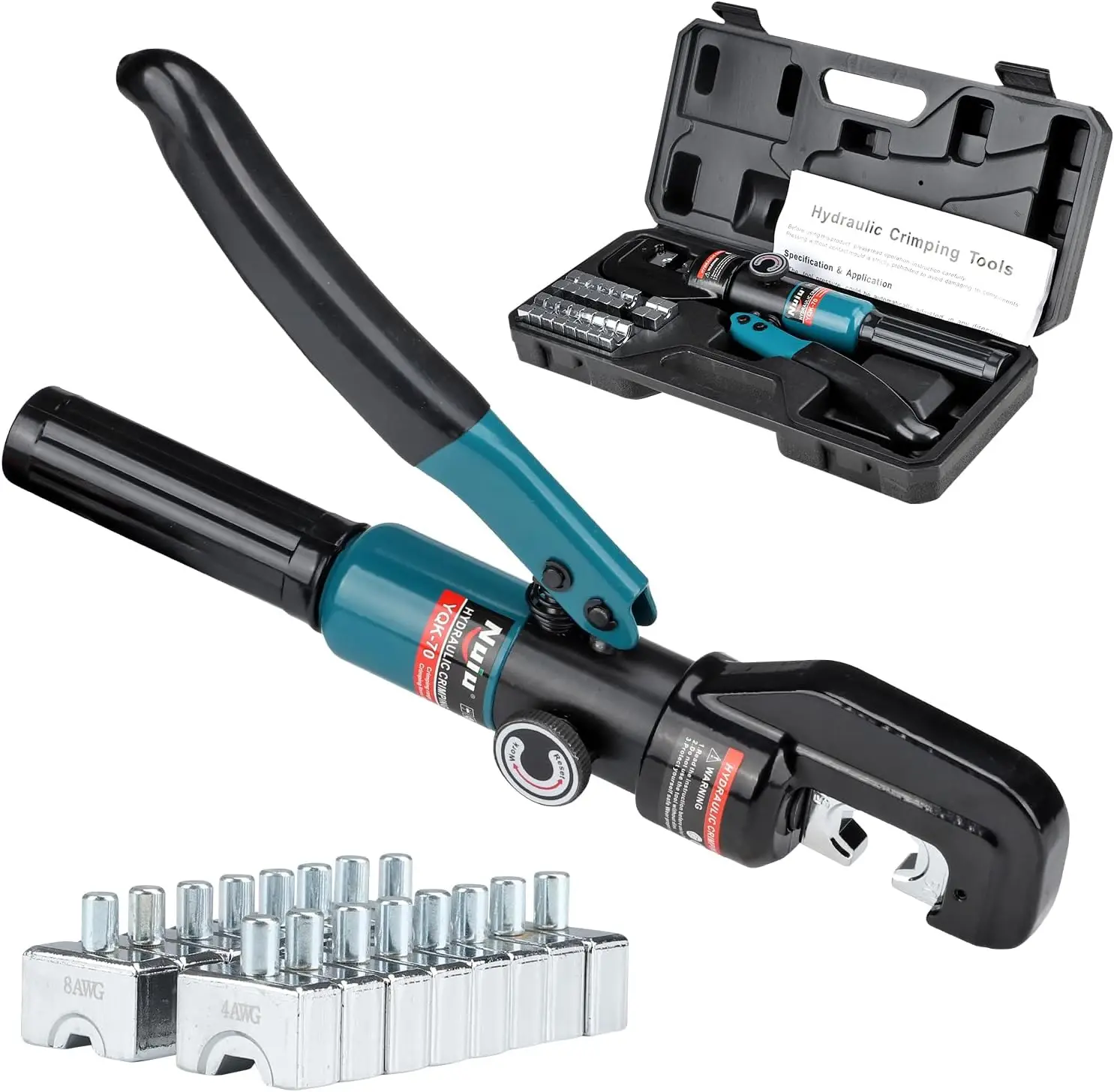 

Гидравлический пресс-клещи 6Т для клемм аккумуляторных кабелей 4-70 мм² с шестигранными насадками, поворотная головка - Профессиональный инструмент для электриков