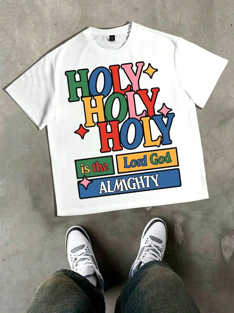 

Holy Holy Holy Lord God Almighty Graphic Tee 100% Cotton Casual Short Sleeve T-Shirt