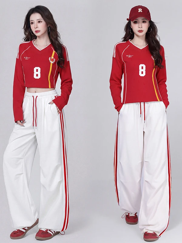 Women's Dance Sportswear Jazz Dancing Outfit Autumn  Performance Clothes Street Style Square Dance Set Cotton Fabric