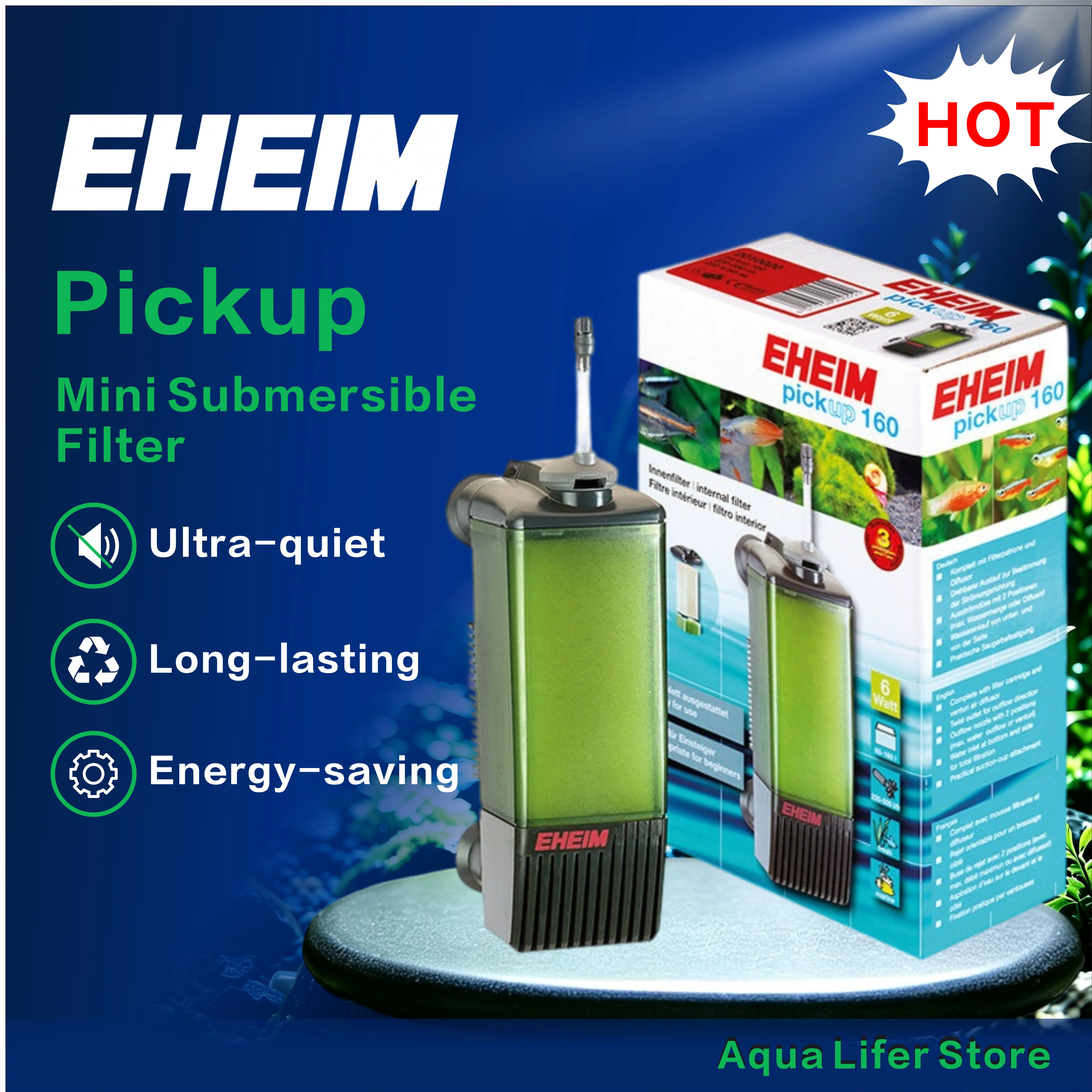 Aquarium Planted Tank Filter - EHEIM Pickup Aquarium Internal Filter, Low‑Water