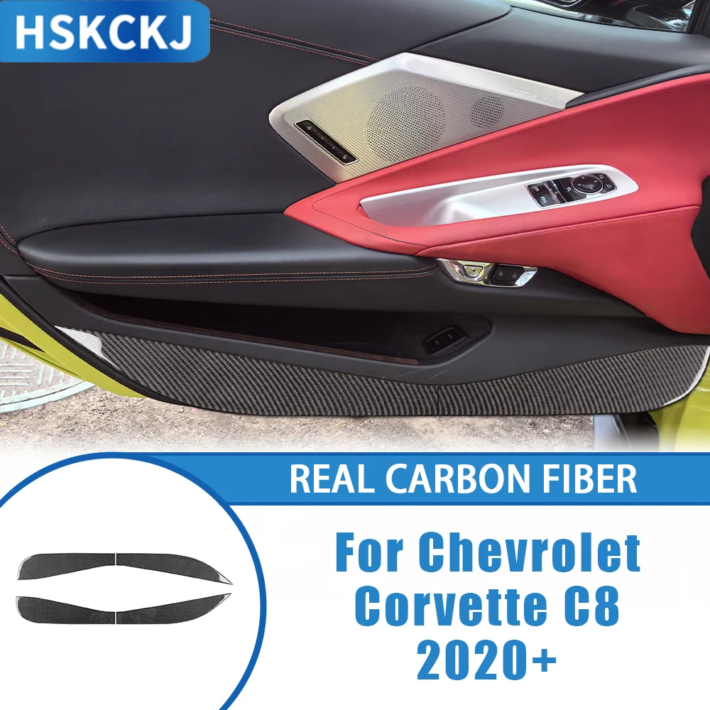 

Car Accessories Carbon Fiber Interior Door Anti-kick Protector Panel Cover Trim Sticker Decals For Chevrolet Corvette C8 2020—up