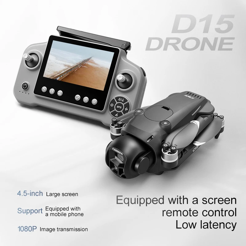 D15 GPS Drone 1080P Camera Obstacle Avoidance Brushless Foldable RC Quadcopter 5G WiFi FPV Optical Flow Airdrop Touch Screen
