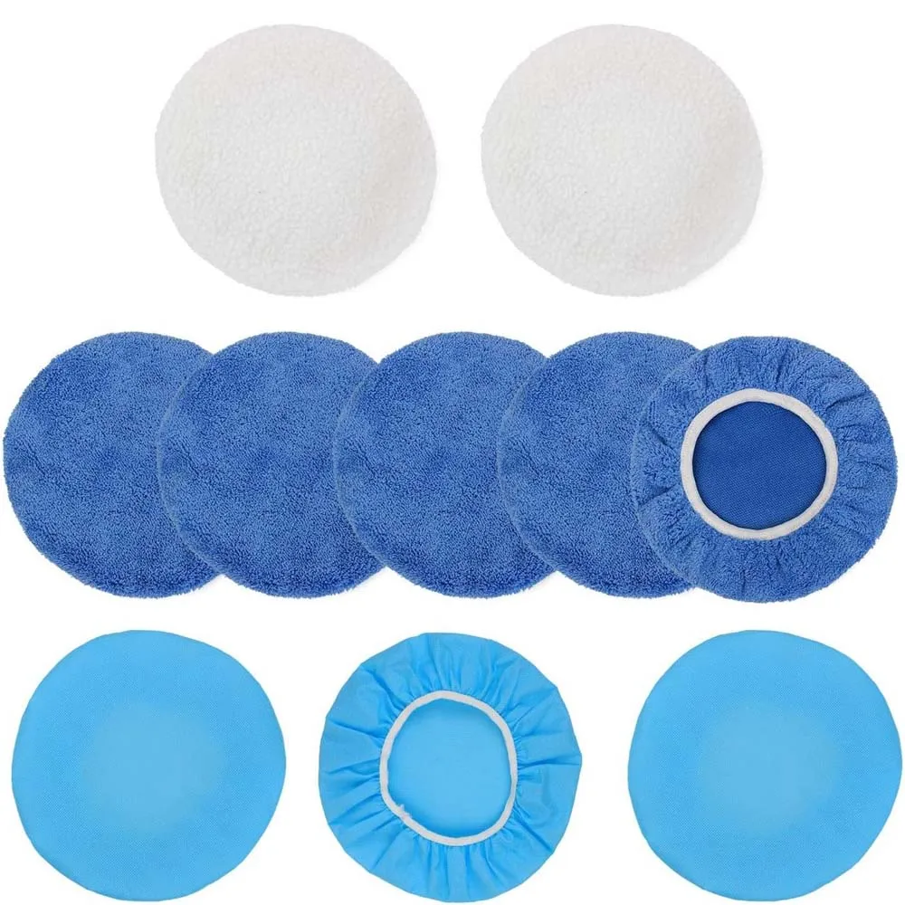 10 PCS Car Polishing Pad, 9-10 inch Car Soft Microfibre Polisher Bonnets Polishing Wax Buffer Pads Cover,Polishing Machi