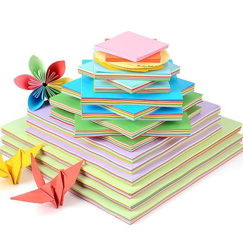 200pcs Square Origami Paper Kit For Fold Paper 20 Colors Kid Crafts Crane Colorful Papers Confetti Square Folding Double Sides