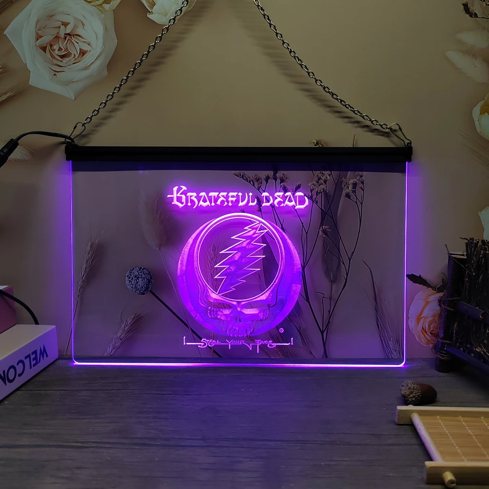 Grateful Dead LED Neon Sign-3D Carving Wall Art for Home,Room,Bedroom,Office,Farmhouse Decor