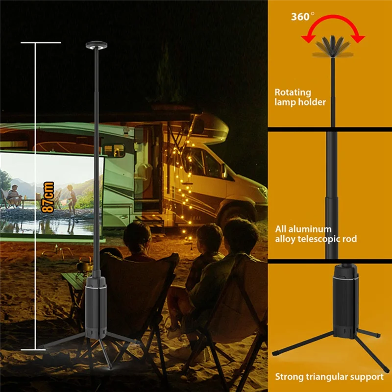 Promotion! Portable Camping Lantern Telescopic LED Work Light USB Rechargeable Outdoor Fishing Tent Emergency Lamp With Tripod