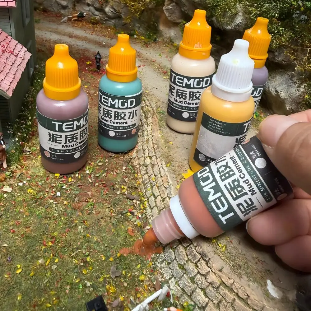Mud Cement Scenic Glue for Miniature Diorama Soil & Plant Fixing Glue, for HO 1/87 1/64 Scale Train Layout, Military Scene Makin