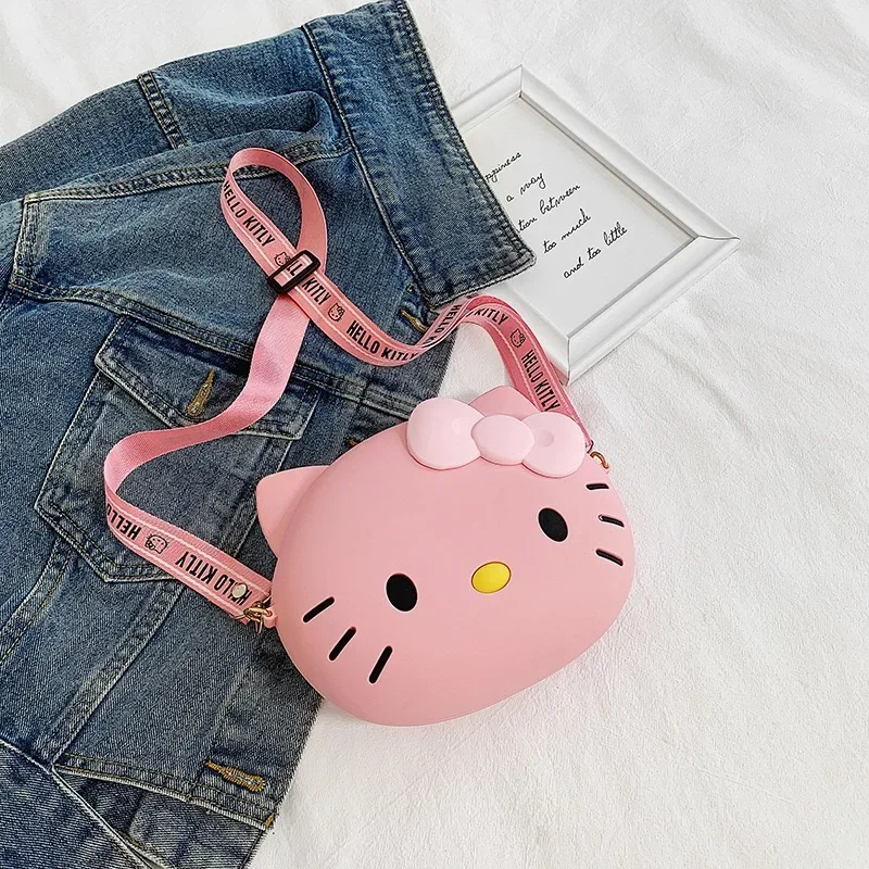 Hello Kitty torba Kawaii Cartoon torba na ramię silikonowa wodoodporna Mini śliczna Hello Kitty Crossbody portmonetka dla dzieci