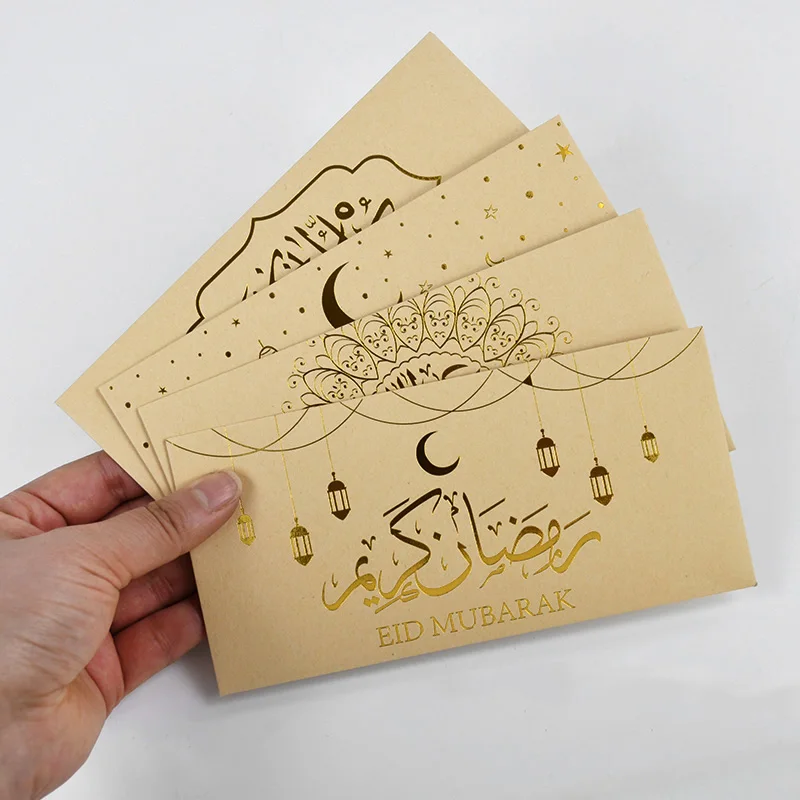 Sobres Eid Mubarak, bolsas para tarjetas de regalo, suministros para fiestas musulmanas islámicas, decoración de Ramadán, invitación Eid al-fitr, 9 Uds.