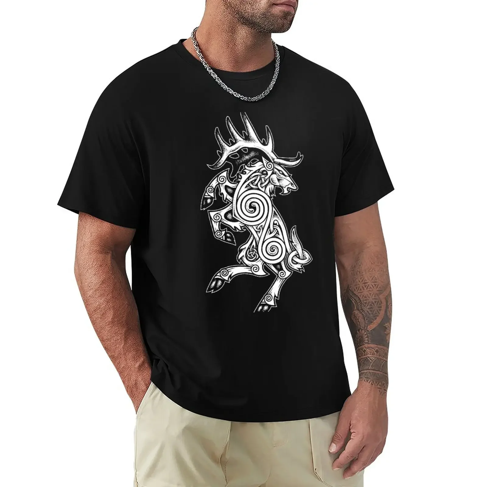 Celtic Elk Rampant T-Shirt vintage boys animal print mens t shirt