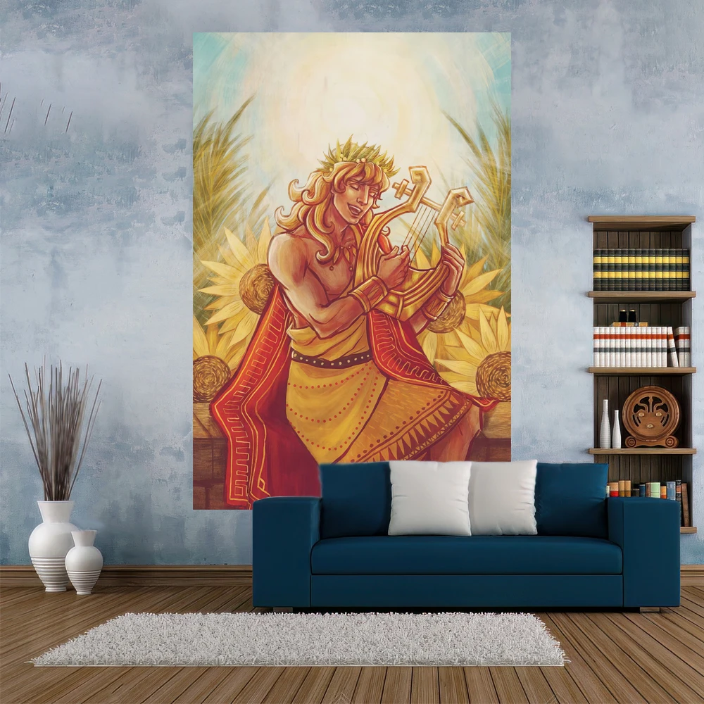 Greek Mythology Tapestry Sun God Apollo Printed Boho Wall Hanging Carpets Dorm Decoration Bedspread Beach Blanket