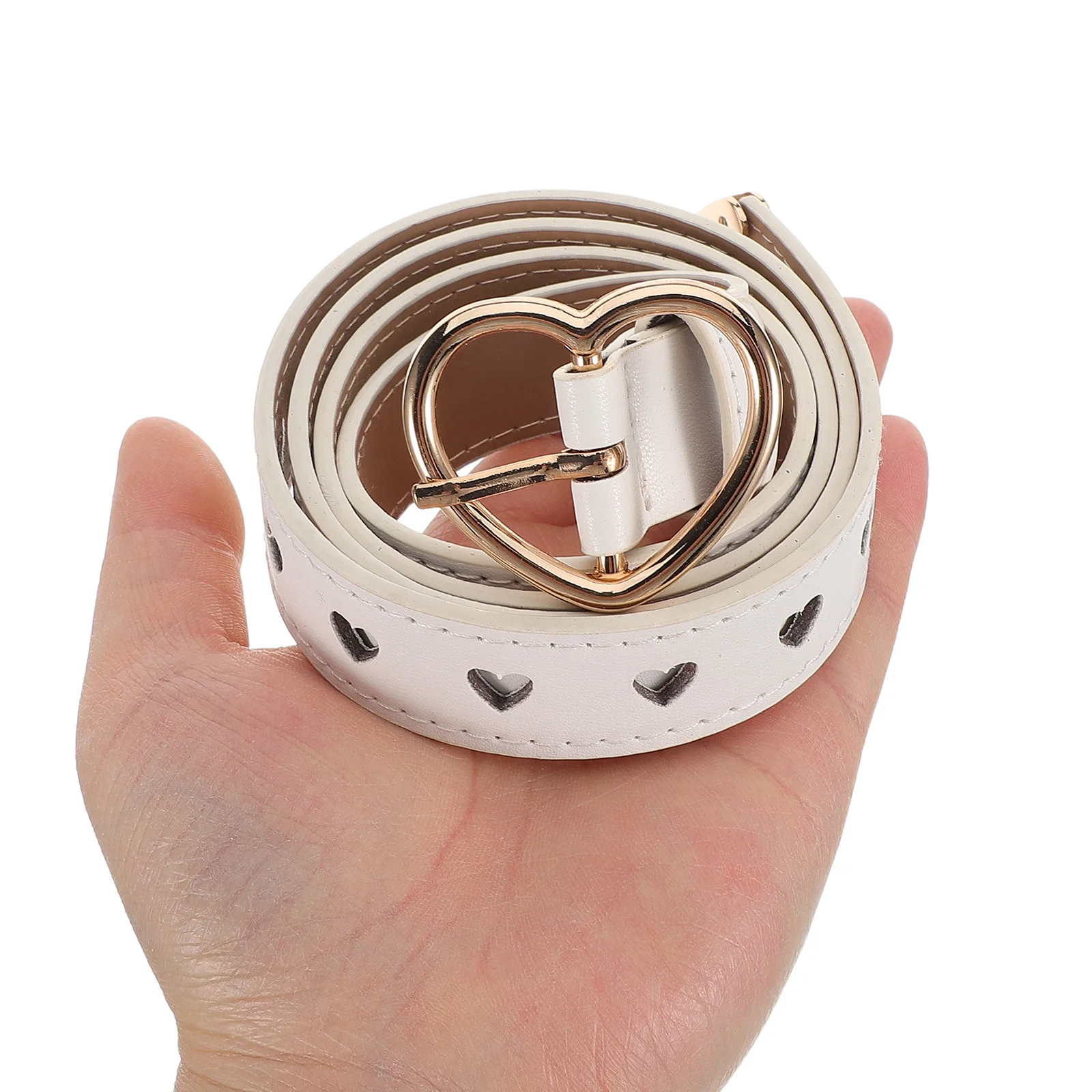 

Adjustable PU Heart Buckle Hollow Out Belt Stylish Waist Belt for Women Dresses Jeans Casual Outfits Fashion Waist Chain