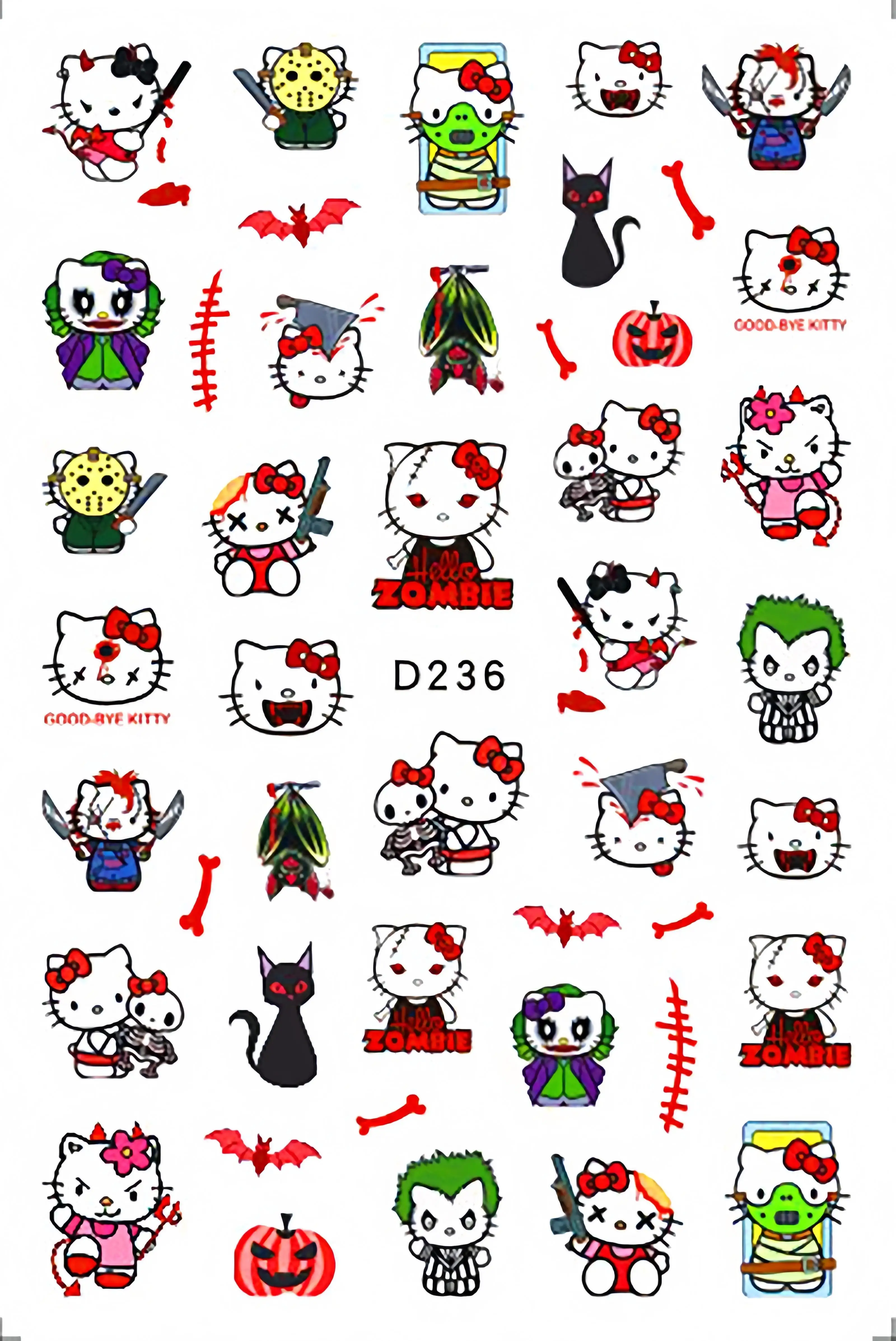 Paquete de pegatinas de dibujos animados estilo Halloween Sanrio, Hello Kitty Kuromi, accesorios de animación, decoración, juguetes para niños