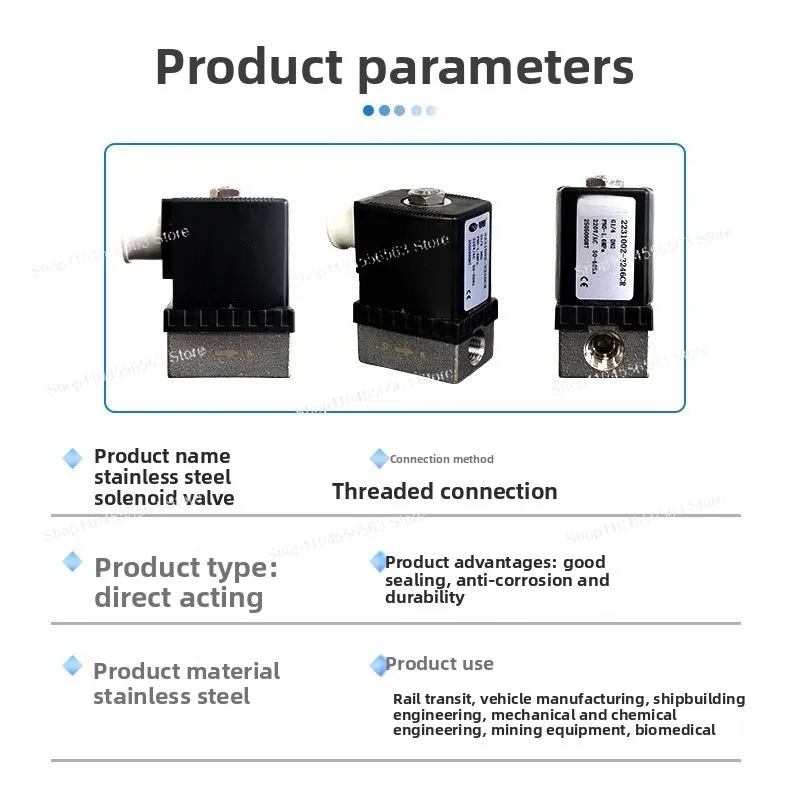 Stainless Steel Direct Acting Solenoid Valve, for Air and Gas Systems