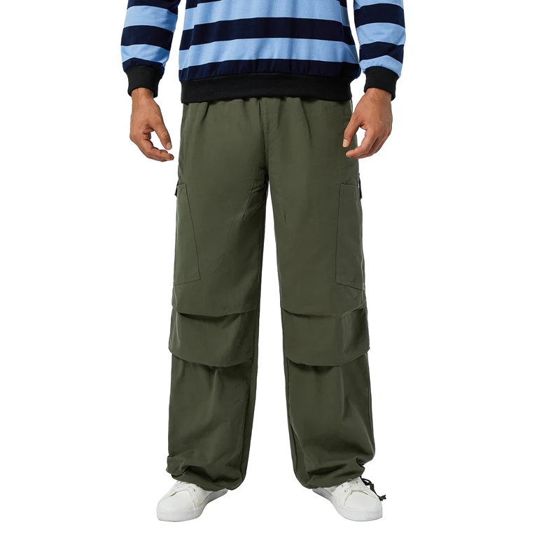 Men s Elastic Waist Loose Fit Lightweight Workwear Cargo Pants Hip Hop Casual Baggy Sweatpants