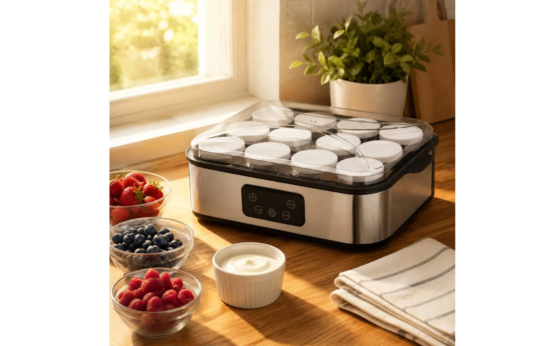 12-Cup Yogurt Appliance Top Tray Countertop Yogurt Appliance Fermentation Machine Prepared Desserts Food Appliance Constant 12-Cup Yogurt Appliance Top Tray Countertop Yogurt Appliance Fermentation Machine Prepared Desserts Food Appliance Constant