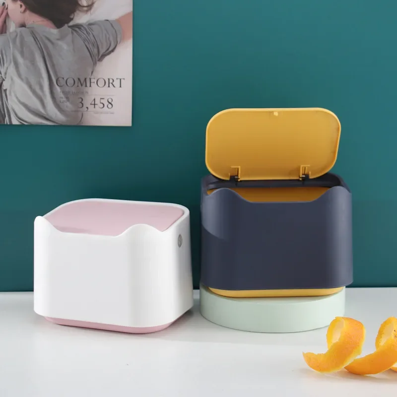 

Практичные бытовые чистые мусорные столы, мини-корзины для мусора с крышкой, подарок