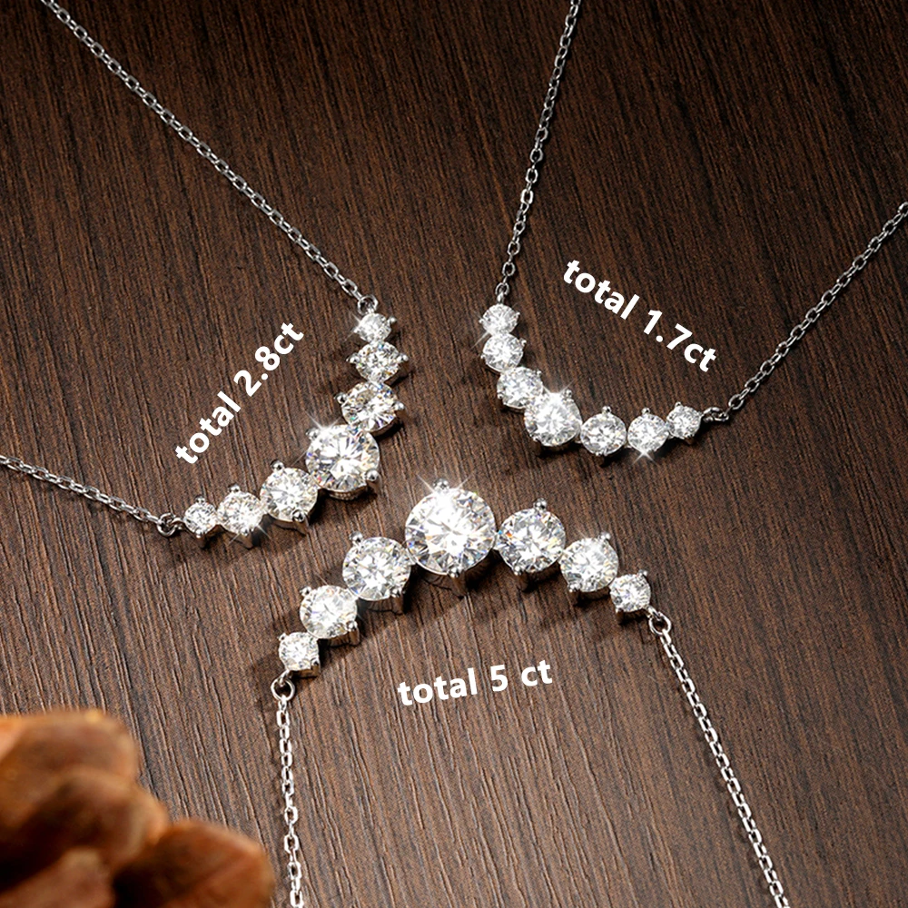 K.NOBSPIN Moissanite Necklace for Woman Wedding Fine Jewely with Certificates 925 Sterling Sliver Plated 18k White Gold Necklace image 3