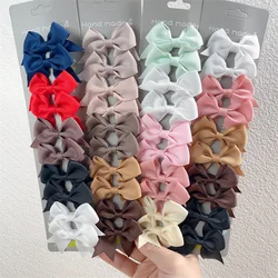 10Pcs/Set Kids Solid Ribbon Small Bowknot Hair Clip for Girls Babies Handmade Mini Bow Barrettes Lovely Hairpins Accessories