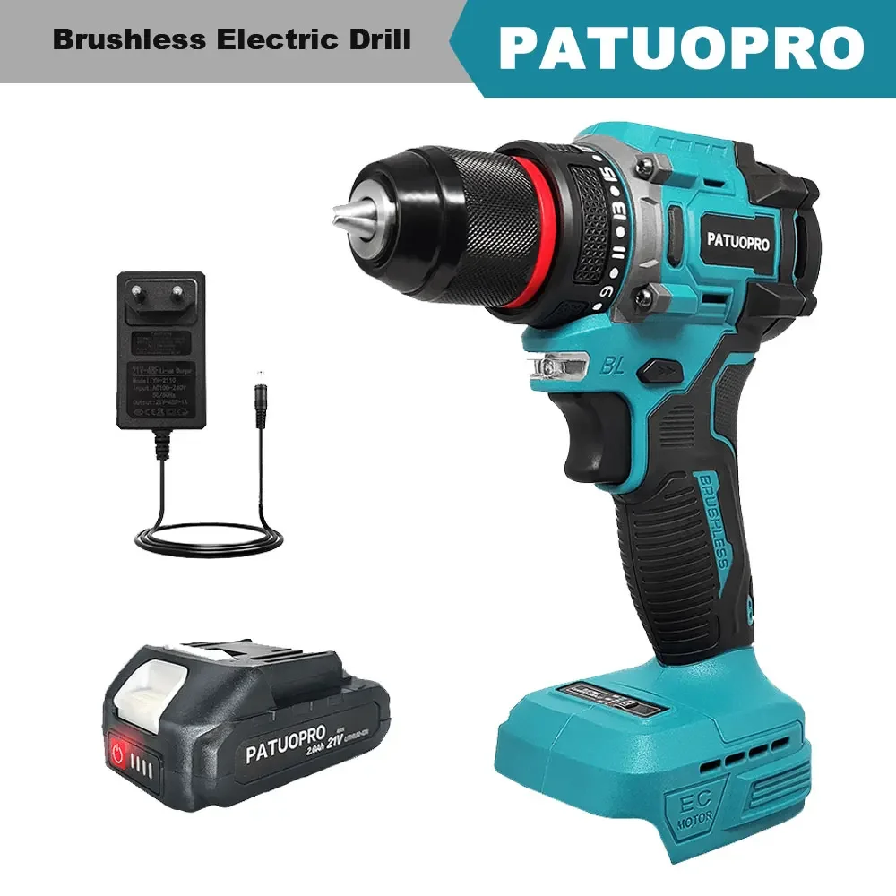 10mm Electric Brushless Drill 2-Speed Self-locking Cordless Drill Screwdriver 60-100Nm Torque Power Tools For Makita 18V Battery