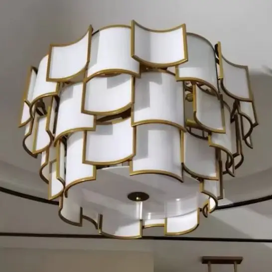 Vintage Large Glass Led Pendant Lamp Home Villa Loft Chandelier Lighting Fixture Big Project Lustre Suspend Luminaries for Decor