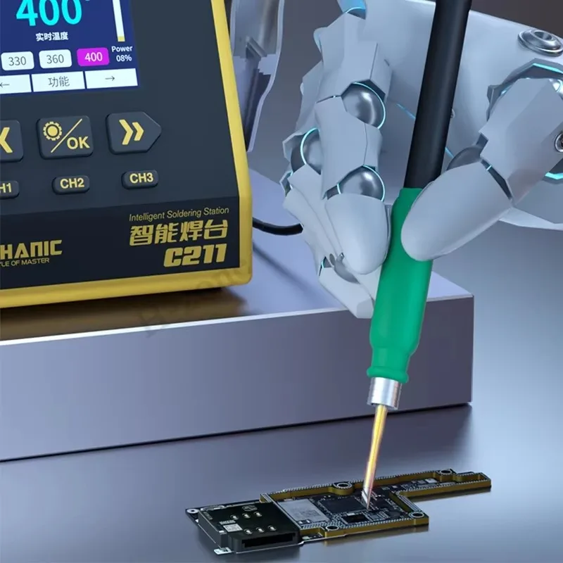 Estación de soldadura inteligente C211, calefacción de 2 segundos, 130W, adecuada para reparación de PCB de teléfono móvil, enlace automático de mango C210 115