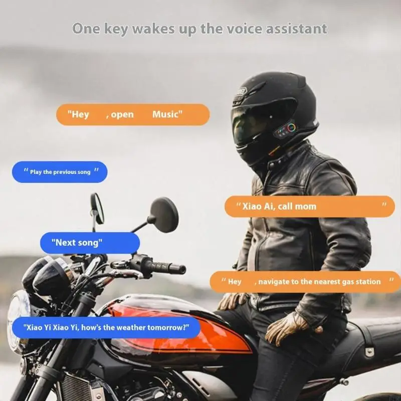 Graphenes Loa nghe xe máy 5.4 IPX8 không thấm nước 2H LED Sạc nhanh Đèn LED cho người đi xe đạp F19E