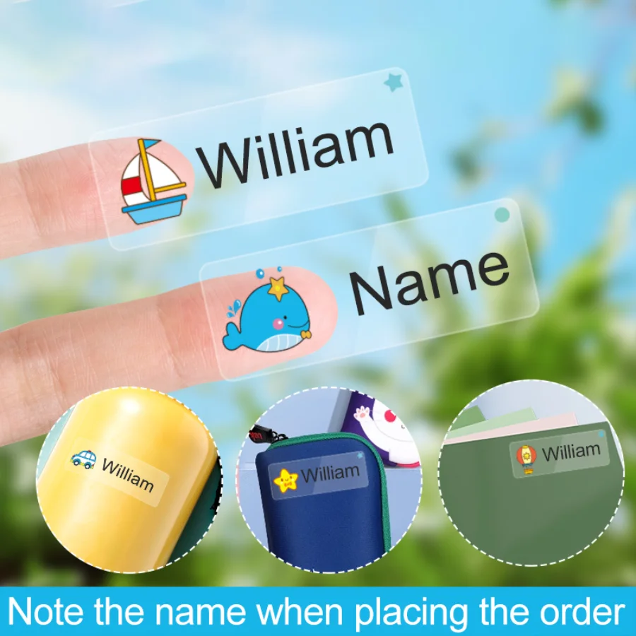 Transparent Waterproof Name Stickers for Kids 5