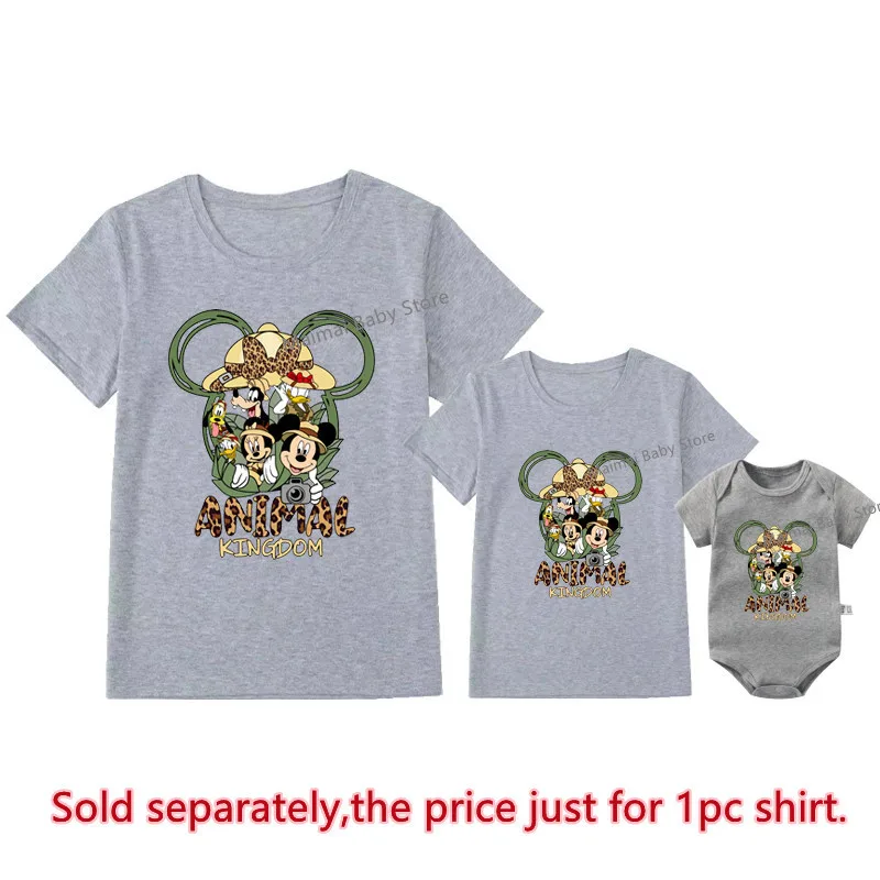 Disney Animal Kingdom Shirts Funny Mickey Minnie Family Matching Outfits Cotton Father Mother Kids Tshirts Disney Trip Clothes