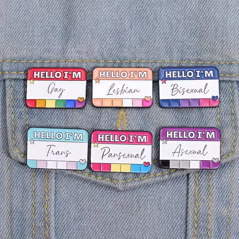 ثنائية عموم غير جنسية عبر مثلي الجنس مثليه رسالة بروش أنا ثنائي الجنس تصميم تحسس شارة بدبوس شارة معدنية الملابس الثابتة والاكسسوارات ميدالية