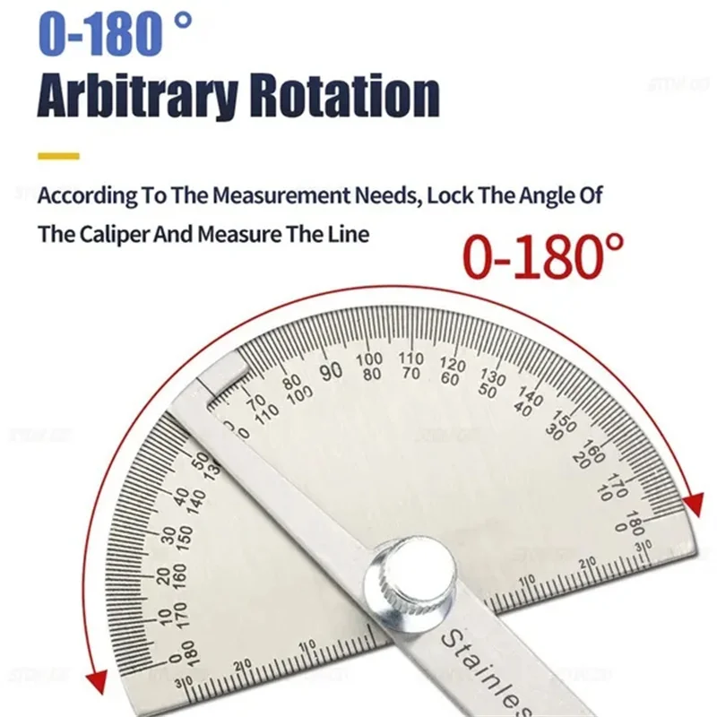Регулируемый угломер из нержавеющей стали, 180 градусов