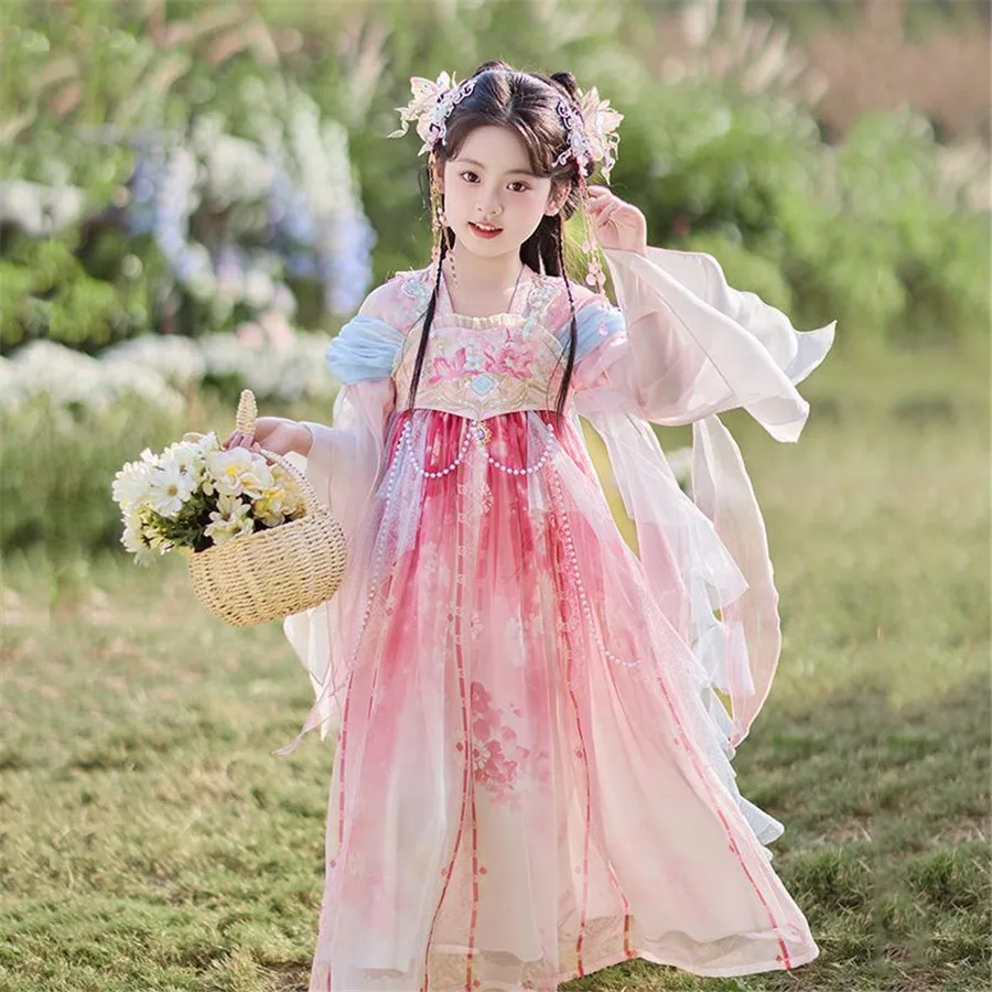

Girl Dress Hanfu Vintage Style Kids Clothes Vestido Traditional Chinese Clothing Cosplay Children Princess Costume Girls Dresses