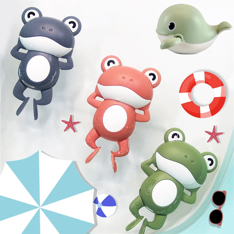 

ASWJ Bath Toys for Toddlers Chain Clockwork Swim Backstroke Little Frog Baby Bathe Cute Appease Animal Toy Gift Bath Toys Kids
