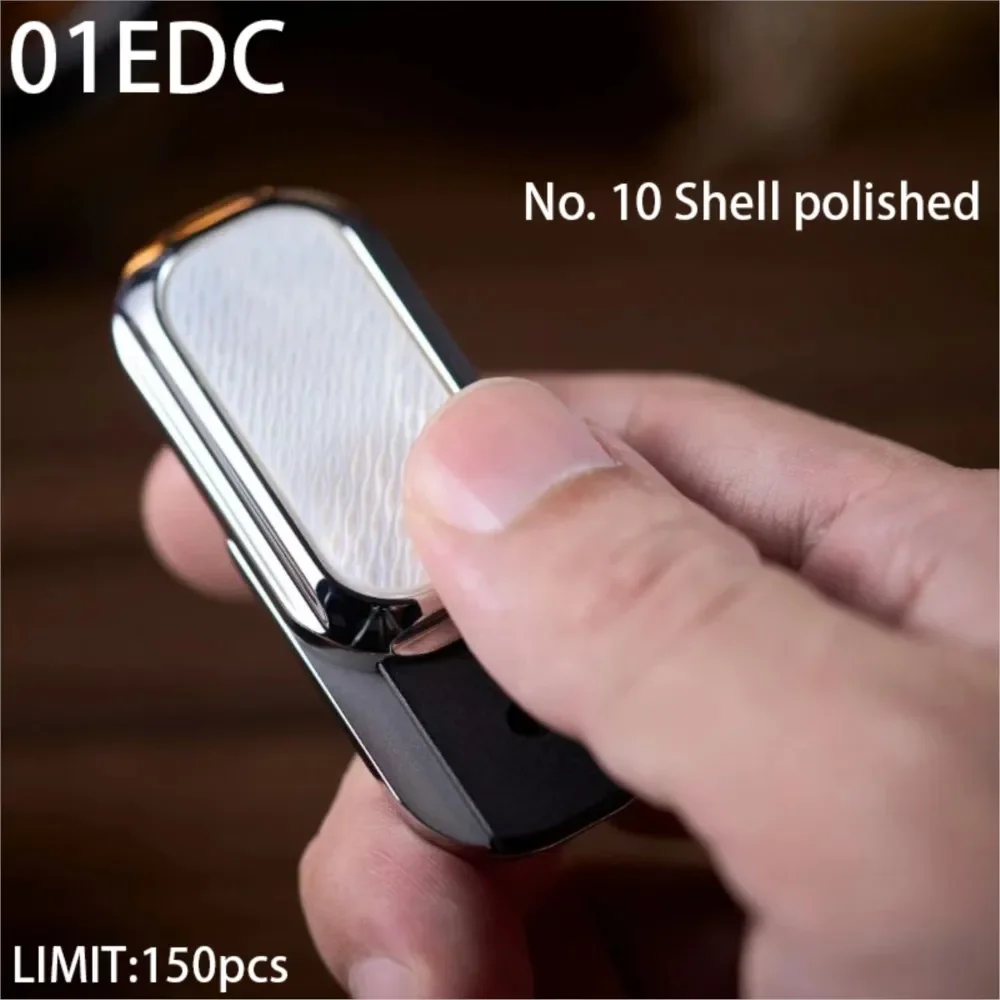 01edc No. 10 Shell Polished Push Slider Metal Fidget Slider Fidget Toy Office Toys