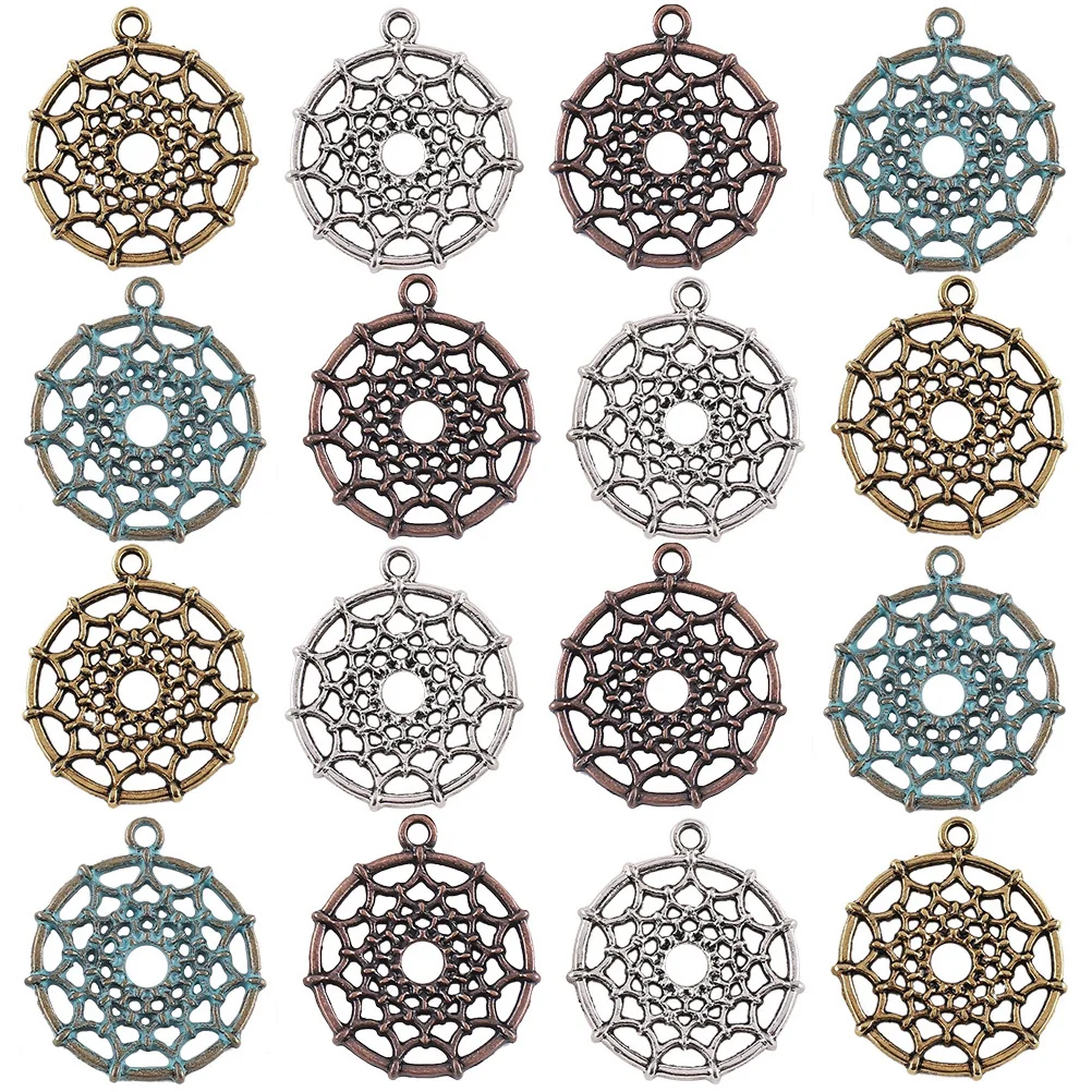

50 Pcs Dream Catcher Pendant Hollow Jewelry Making Charms Stainless Steel Handmade DIY Alloy Earring Supplies Girls Charm