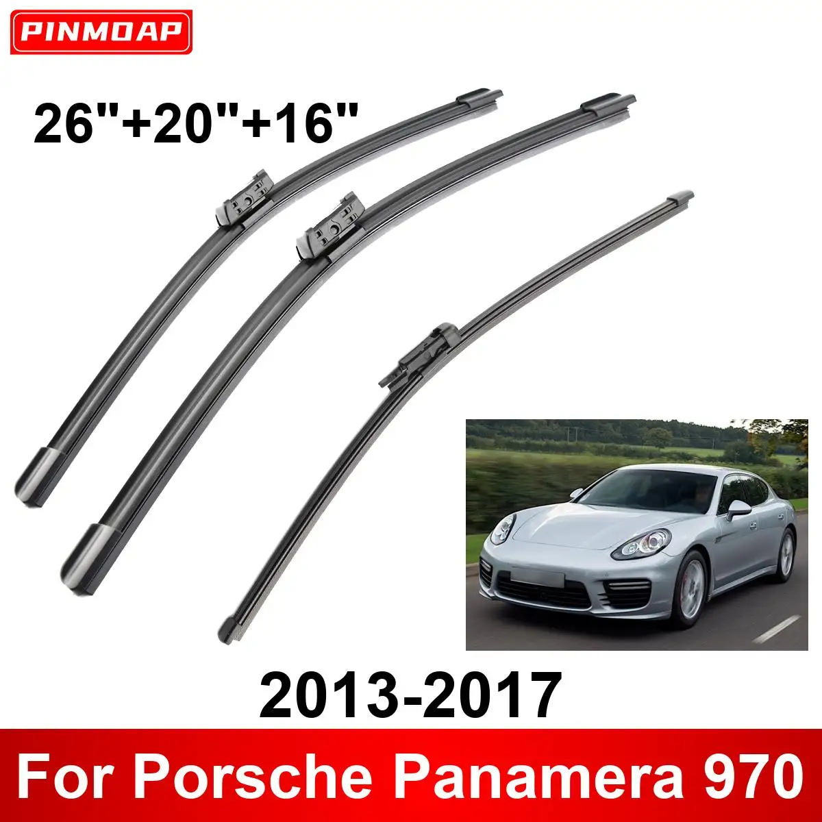 3 Stuks Auto Ruitenwisser Voor Porsche Panamera 970 2013-2017 Voor Achter Ruitenwisserbladen Borstels Auto Accessoires 2013 2014 2015 2016 2017