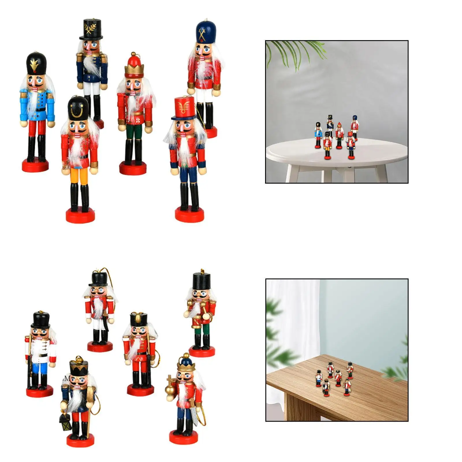 

6Pcs Wooden Nutcracker Figures Christmas Hanging Decorations