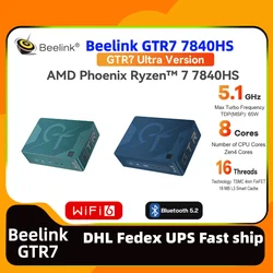 Beelink GTR7 AMD Ryzen7 7840HS gtr7pro Ryzen9 7940hs gaming mini pc office gamer ram 32G SSD 1TB DDR5 Computer portatile desktop