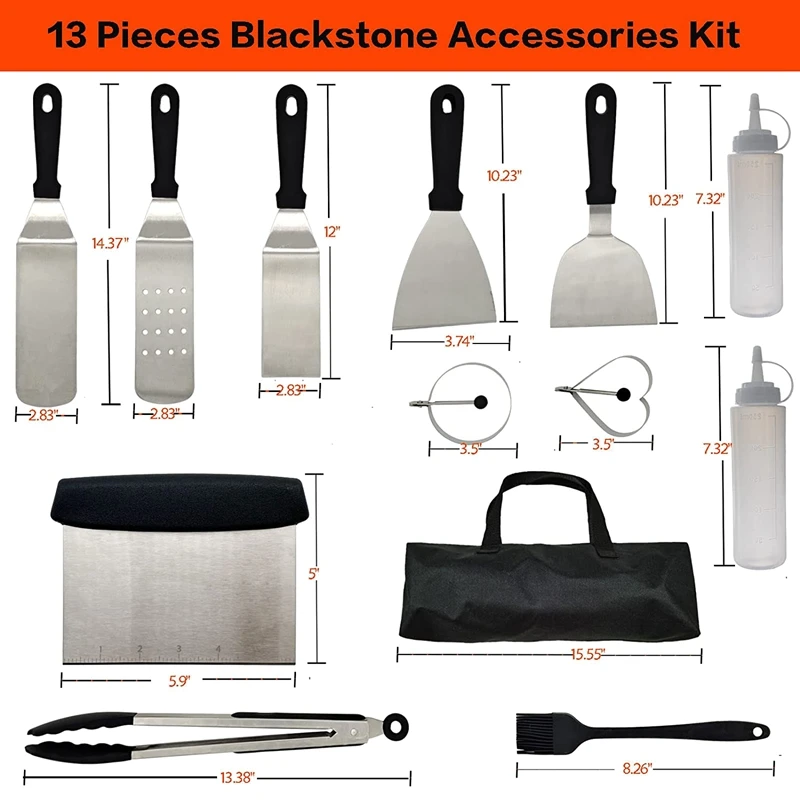 13 Pcs Griddle Accessories Kit,Grill Accessories With Carrying Bag,Suitable For Indoor Outdoor Barbecue Camping Cooking