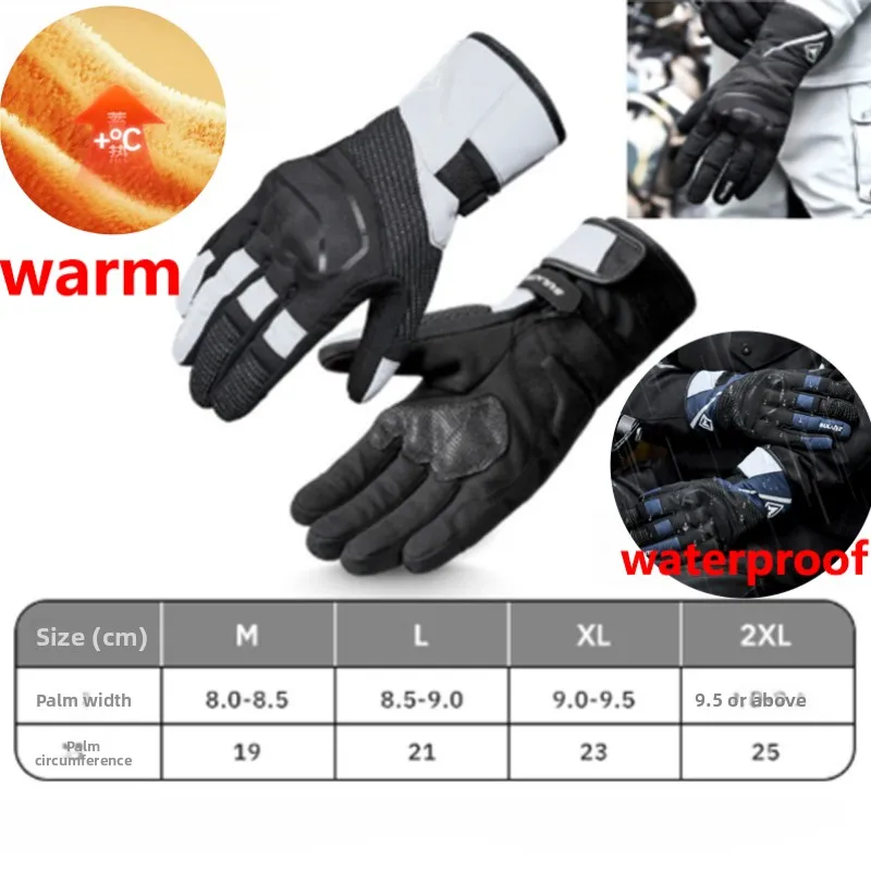 

Winter Motorcycle Thermal Gloves Men Waterproof Biker Gloves Fleece Windproof Leather motocross gloves