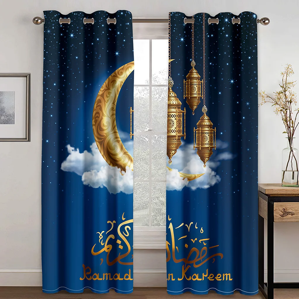 

Luxury Eid al-Fitr Ramadan Curtains 2 Panels Islamic Traditional Design Living Room Bedroom Home Decor Curtains