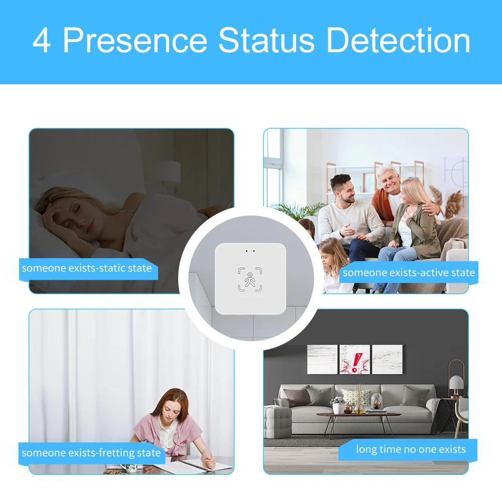 Zigbee/WIFI Human Presence Sensor MmWave Radar Detector Motion Sensor With Luminance Detection Tuya Smart Life Home Automation