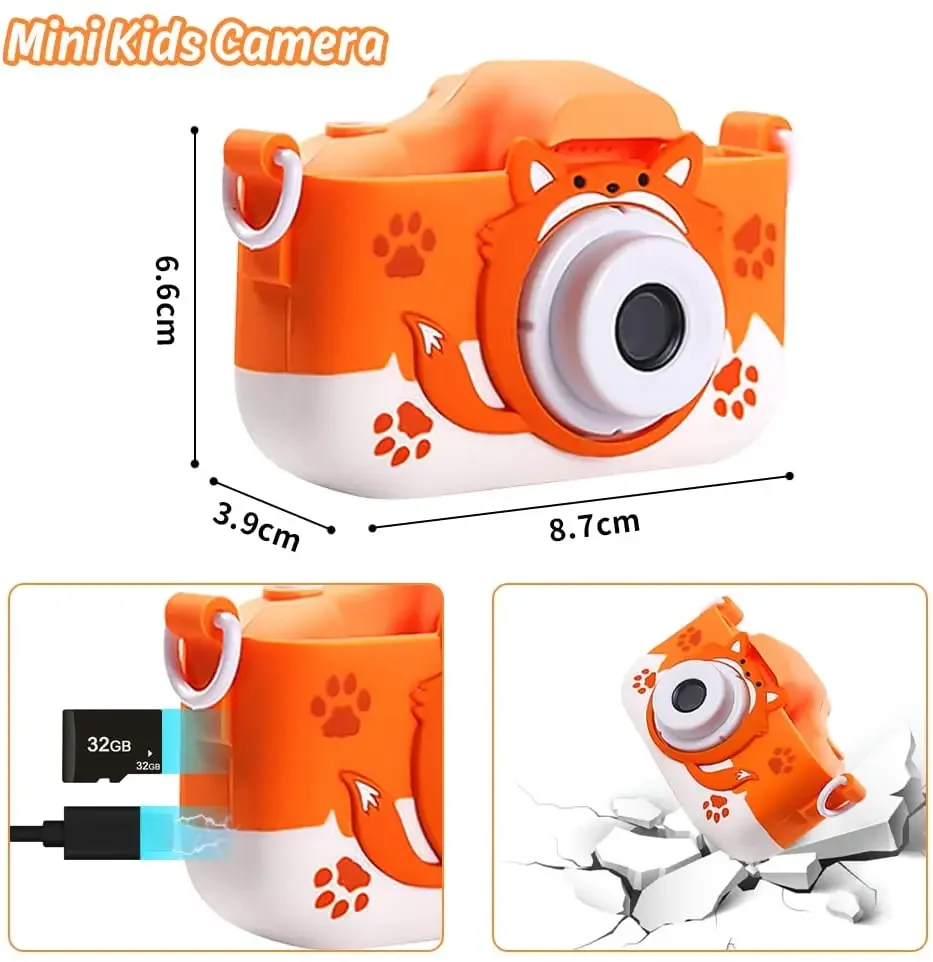 Cámara Digital bonita para niños, cámara de pantalla HD de 4000w con cargador USB, juego incorporado, cámara de silicona a prueba de golpes, regalo para niños